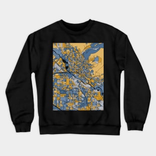 Boise Map Pattern in Blue & Gold Crewneck Sweatshirt